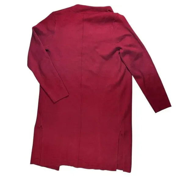 Merokeety Women’s Sz S Long Wool Blend Red Cardigan Knit Duster Coatigan Sweater - Picture 7 of 13